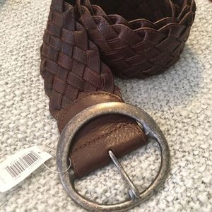 Banana republic brown leather braided belt
